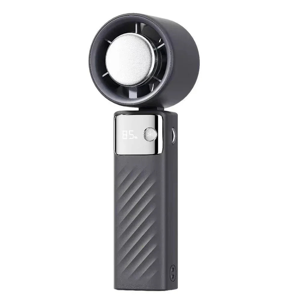 Grey Portable Turbo Handheld USB Rechargeable Fan with Digital Speed Display - High-Speed Cooling Fan for Outdoor Use - Mekamart Australia