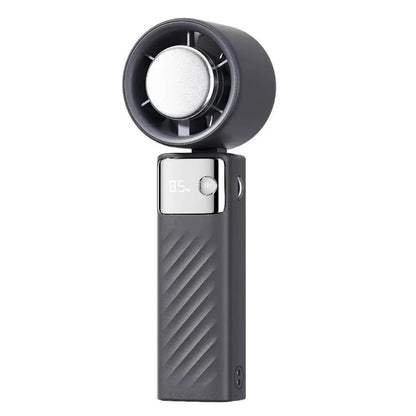 Grey Portable Turbo Handheld USB Rechargeable Fan with Digital Speed Display - High-Speed Cooling Fan for Outdoor Use - Mekamart Australia