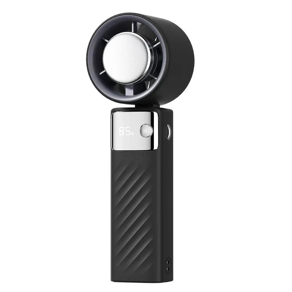 Black Portable Turbo Handheld USB Rechargeable Fan with Digital Speed Display - High-Speed Cooling Fan for Outdoor Use - Mekamart Australia