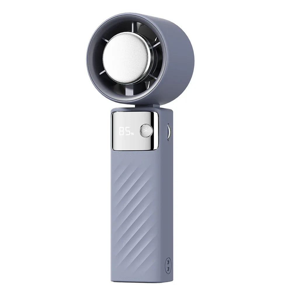 Blue Portable Turbo Handheld USB Rechargeable Fan with Digital Speed Display - High-Speed Cooling Fan for Outdoor Use - Mekamart Australia