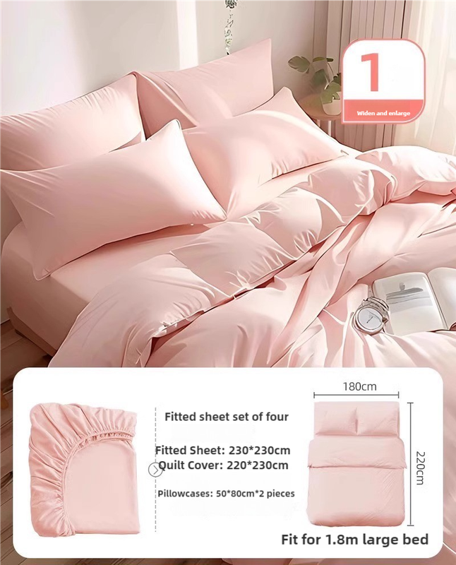 4 Packaging Pink Disposable Travel Bedding Set - Waterproof & Clean, Soft Non-Woven Fabric, 4 Pieces Set for Twin Beds