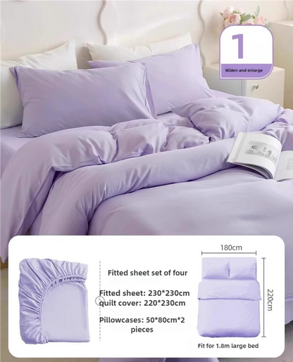 4 Packaging Purple Disposable Travel Bedding Set - Waterproof & Clean, Soft Non-Woven Fabric, 4 Pieces Set for Twin Beds