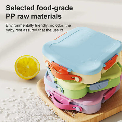 Purple Kids Bento Box with Dividers, Microwave Safe, Leak-Proof Lunch Box with Fork & Spoon - Eco-Friendly PP Plastic, Colorful, Leakproof Food Storage