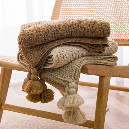 Dark Grey 110cm x 150cm Soft Tassel Throw Blanket for Sofa or Bed, Cozy  Casual Blanket for Office Nap, Minimalist Bed End Cover