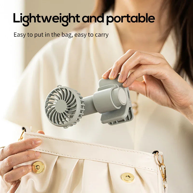 Apricot Portable Multifunctional Clip Fan DQ261 - 1000mAh Battery, 3-Speed, Quiet Cooling for Summer