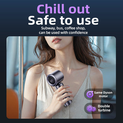 Purple Portable Handheld Fan with 120-Speed Display - USB Rechargeable Mini Cooling Fan for Outdoor Use