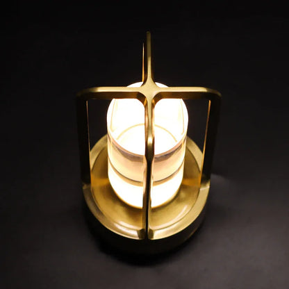 Gold Rechargeable Table Lamp - Touch Dimming 3-Color LED Light for Bedroom and Office