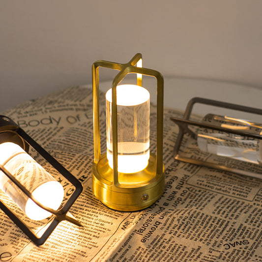 Silver Rechargeable Table Lamp - Touch Dimming 3-Color LED Light for Bedroom and Office