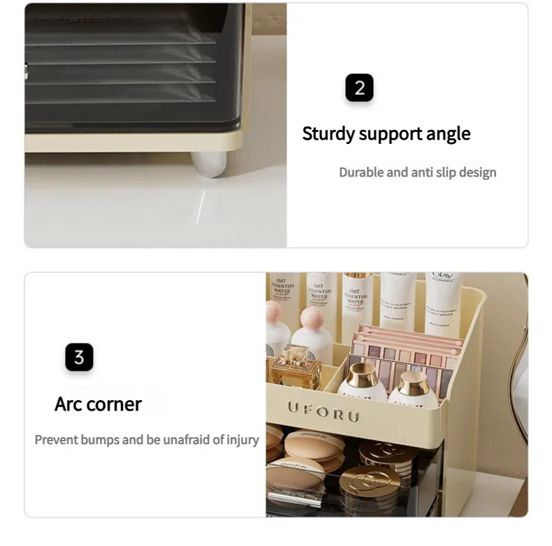 Spacious Cosmetic Organizer - Multi-Functional Vanity Storage for Lipsticks & Skincare (35x19x25cm) - Mekamart Australia