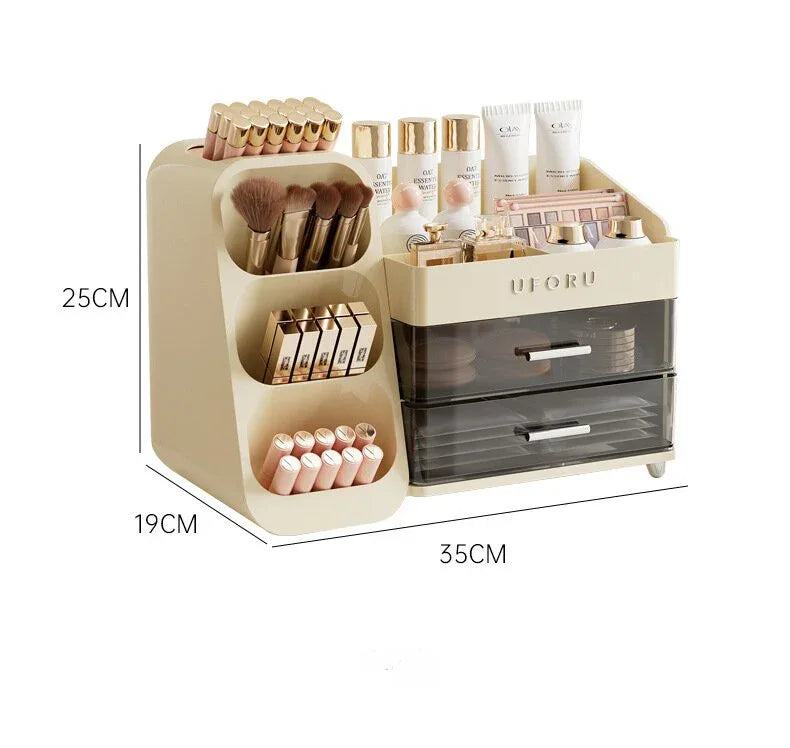 Spacious Cosmetic Organizer - Multi-Functional Vanity Storage for Lipsticks & Skincare (35x19x25cm) - Mekamart Australia
