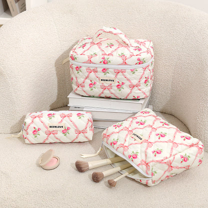 Pink Elegant 3-Piece Cosmetic Storage Set - Portable Skincare and Travel Pouch