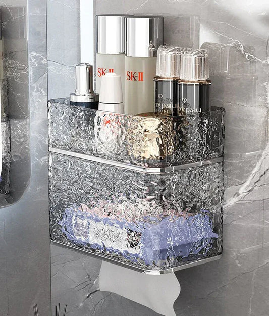 2PCS Stylish Double-Layer Transparent Wave-Textured Tissue Box Holder - Stylish Bathroom Storage - Mekamart Australia