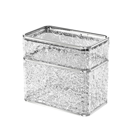 2PCS Stylish Double-Layer Transparent Wave-Textured Tissue Box Holder - Stylish Bathroom Storage
