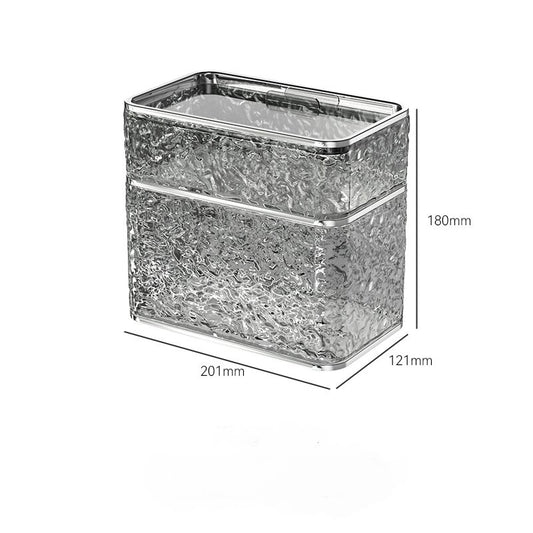 2PCS Stylish Double-Layer Transparent Grey Wave-Textured Tissue Box Holder - Stylish Bathroom Storage