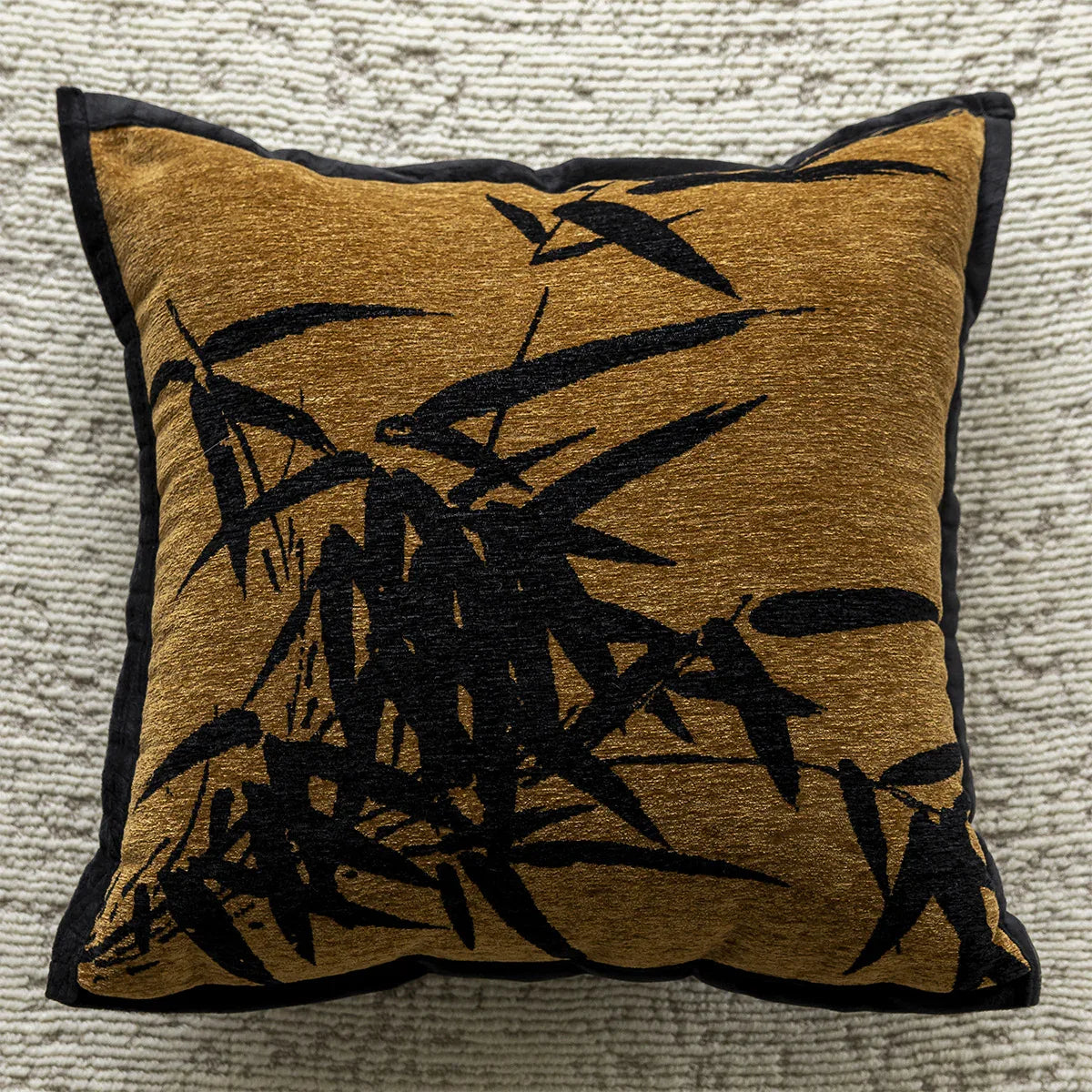 Yellow Background With Black Bamboo 45x45cm Decorative Zebra-Pattern Pillow Cover with Non-Woven Insert