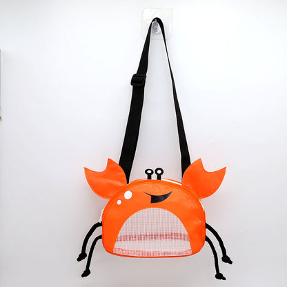 3 PCS Orange Cute Crab Mesh Beach Bag for Kids - Shell Collecting Sand Toy Bag for Toddlers