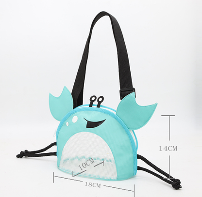 3 PCS Purple Cute Crab Mesh Beach Bag for Kids - Shell Collecting Sand Toy Bag for Toddlers