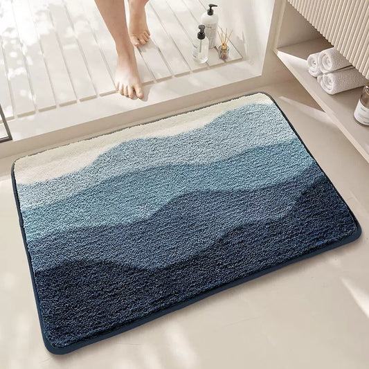 Blue Bath Mat - Super Absorbent, Non-Slip Bathroom Floor Mat - 40x60cm