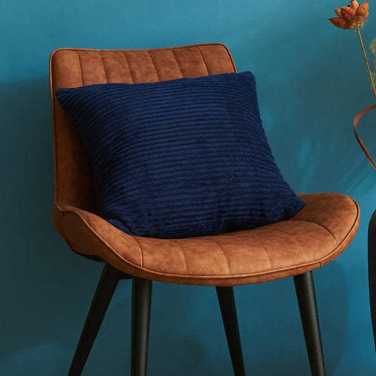 Navy Blue Set of 4 Corduroy Pillow Covers - Solid Color Minimalist Throw Cushion Covers - 45x45cm (Pillow Inserts are NOT Included) - Mekamart Australia