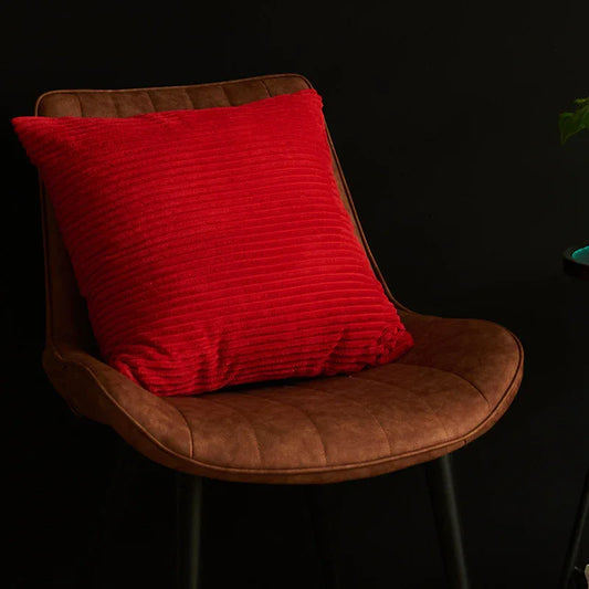Red Set of 4 Corduroy Pillow Covers - Solid Color Minimalist Throw Cushion Covers - 45x45cm (Pillow Inserts are NOT Included) - Mekamart Australia