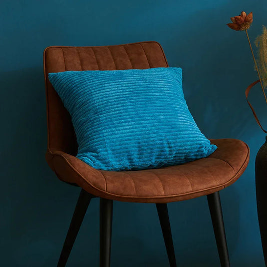 Lack Blue Set of 4 Corduroy Pillow Covers - Solid Color Minimalist Throw Cushion Covers - 45x45cm (Pillow Inserts are NOT Included) - Mekamart Australia