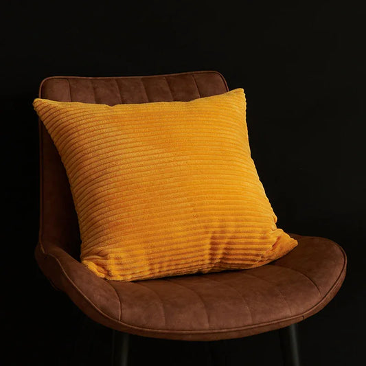 Gold Yellow Set of 4 Corduroy Pillow Covers - Solid Color Minimalist Throw Cushion Covers - 45x45cm (Pillow Inserts are NOT Included) - Mekamart Australia
