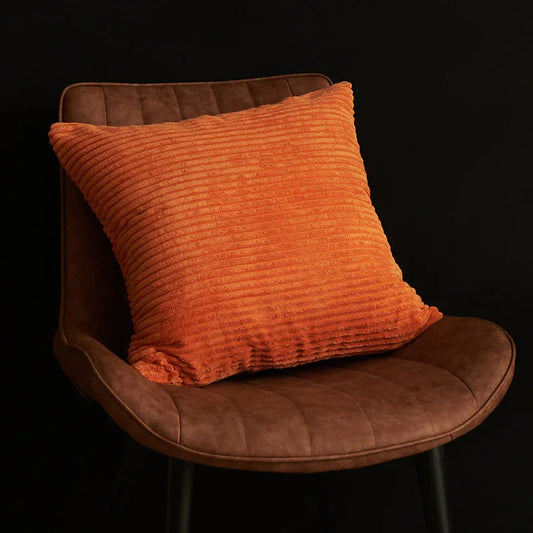 Orange Set of 4 Corduroy Pillow Covers - Solid Color Minimalist Throw Cushion Covers - 45x45cm (Pillow Inserts are NOT Included) - Mekamart Australia