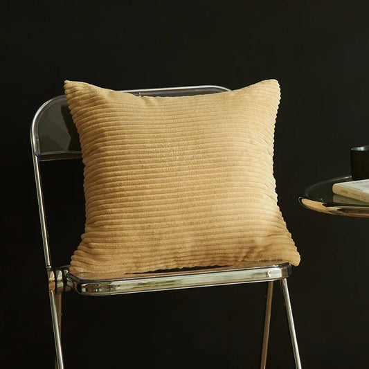 Grayish Yellow Set of 4 Corduroy Pillow Covers - Solid Color Minimalist Throw Cushion Covers - 45x45cm (Pillow Inserts are NOT Included) - Mekamart Australia