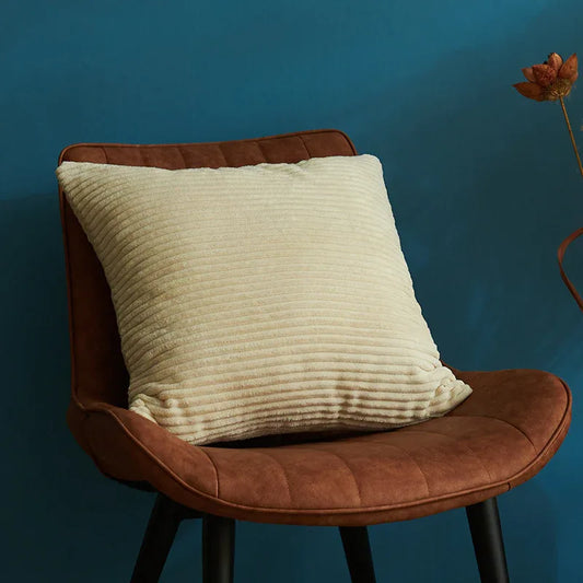 Milky White Set of 4 Corduroy Pillow Covers - Solid Color Minimalist Throw Cushion Covers - 45x45cm (Pillow Inserts are NOT Included) - Mekamart Australia