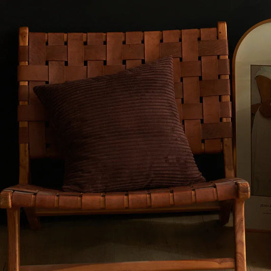 Dark Coffee Set of 4 Corduroy Pillow Covers - Solid Color Minimalist Throw Cushion Covers - 45x45cm (Pillow Inserts are NOT Included) - Mekamart Australia