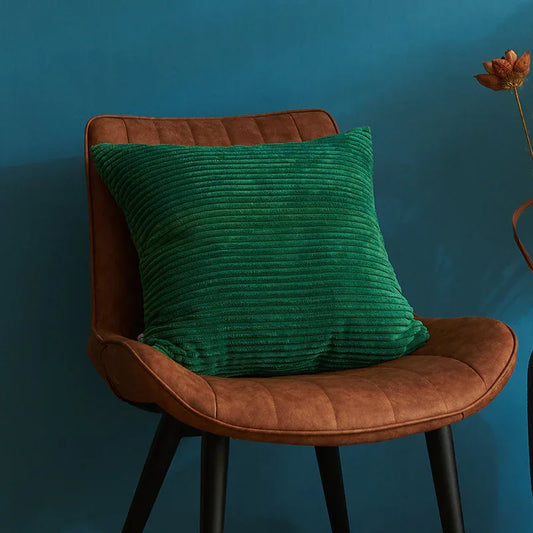 Dark Green Set of 4 Corduroy Pillow Covers - Solid Color Minimalist Throw Cushion Covers - 45x45cm (Pillow Inserts are NOT Included) - Mekamart Australia