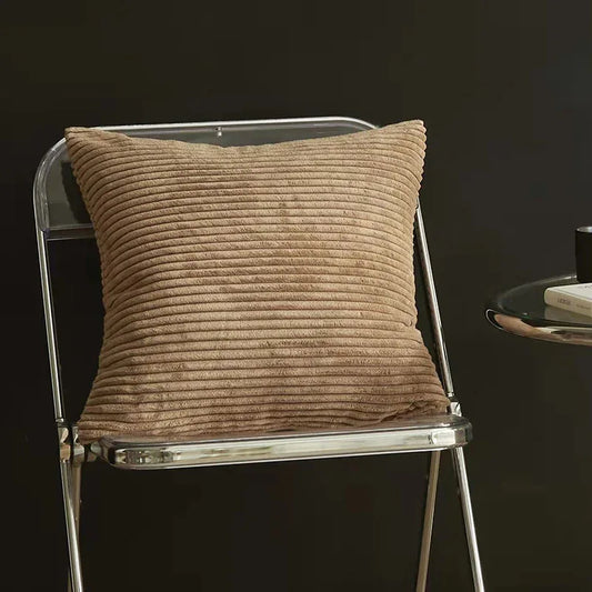 Light Brown Set of 4 Corduroy Pillow Covers - Solid Color Minimalist Throw Cushion Covers - 45x45cm (Pillow Inserts are NOT Included) - Mekamart Australia