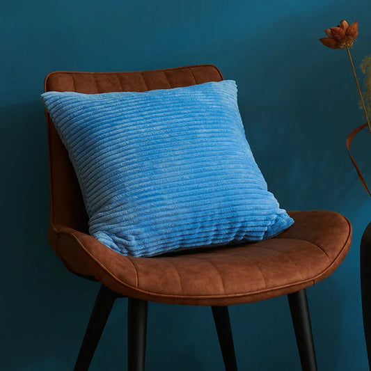 Light Blue Set of 4 Corduroy Pillow Covers - Solid Color Minimalist Throw Cushion Covers - 45x45cm (Pillow Inserts are NOT Included) - Mekamart Australia