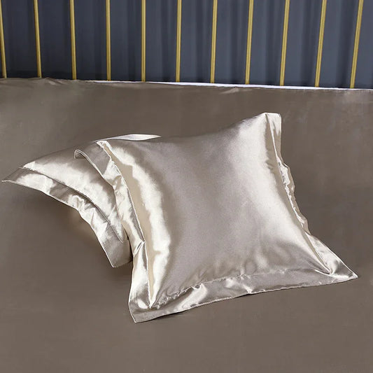 Champagne Gold 2 PCS Faux Silk Pillow Covers - Cooling Ice Silk Satin Cushion Covers - 45x45cm - Mekamart Australia