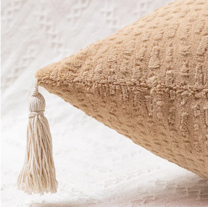 Grey Modern Minimalist Velvet Pillow Covers - Tassel Accent Cushion Covers - 45x45cm (Set of 2) - Mekamart Australia