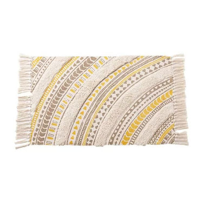 Handwoven Cotton Tassel Floor Rug for Bedroom or Living Room|Soft, Modern Geometric Design,60x90cm