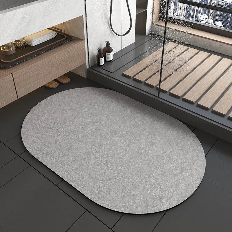 2 pcs Oval dark grey Quick-Dry Absorbent Non-Slip Bath Rug for Bathroom, Kitchen & Entryway 40x60cm - Mekamart Australia