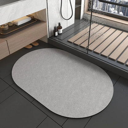 2 pcs Oval dark grey Quick-Dry Absorbent Non-Slip Bath Rug for Bathroom, Kitchen & Entryway 40x60cm - Mekamart Australia