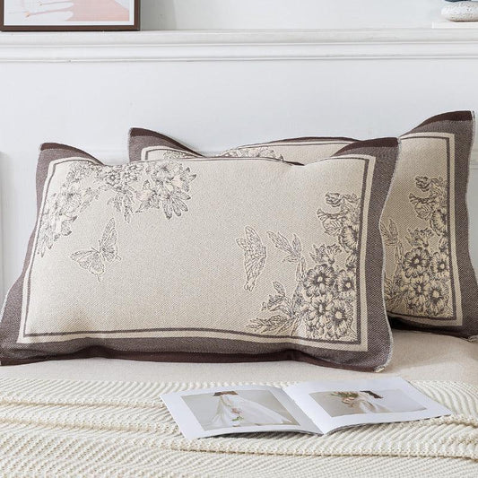 Pair of Butterfly pattern Tied Cotton Gauze Pillow Cover - Secure Fit, Premium Comfort (Insert Not Included) - Mekamart Australia