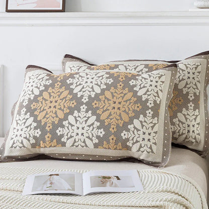 Pair of Adjacent flower room Tied Cotton Gauze Pillow Cover - Secure Fit, Premium Comfort (Insert Not Included) - Mekamart Australia