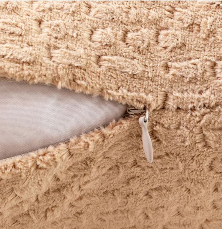 Gray Set of 2 Textured Velvet Throw Pillow Covers with Tassels - Decorative Square Cushions 45*45cm - Mekamart Australia