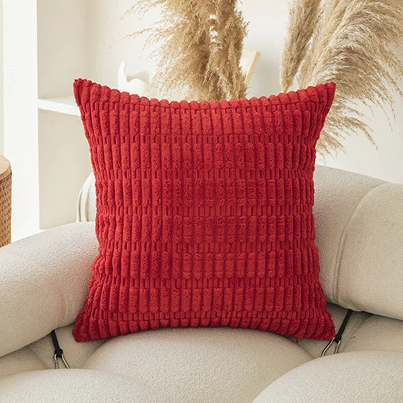 Red Set of 2 Corduroy Style Throw Pillow Covers - Machine Washable 50*50CM - Mekamart Australia