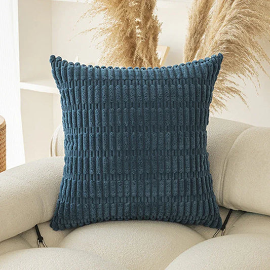 Blue Set of 2 Corduroy Style Throw Pillow Covers - Machine Washable 55*55CM - Mekamart Australia
