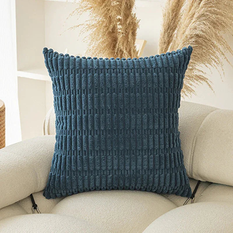 Blue Set of 2 Corduroy Style Throw Pillow Covers - Machine Washable 50*50CM - Mekamart Australia