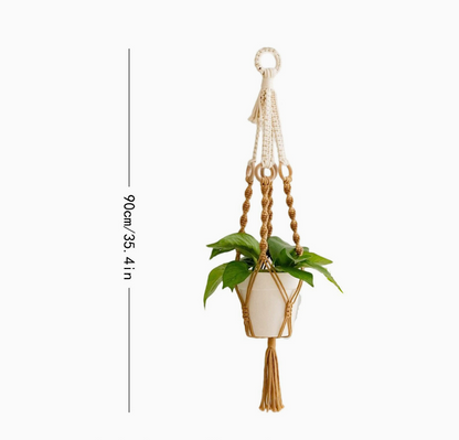 3 pcs Handwoven Plant Hanger-Cotton Rope Hanging Planter with Wooden Rings