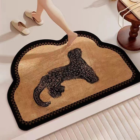 Leopard in the Boudoir Diatomaceous Earth Bathroom Mat - Vintage Design, Fast-Dry Anti-Slip 50*80cm