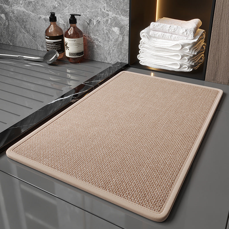 Brown Quick Dry Bathroom Rug - Non-Slip PVC Foam, Super Absorbent, 40x60cm