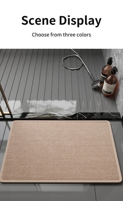 Brown Quick Dry Bathroom Rug - Non-Slip PVC Foam, Super Absorbent, 40x60cm
