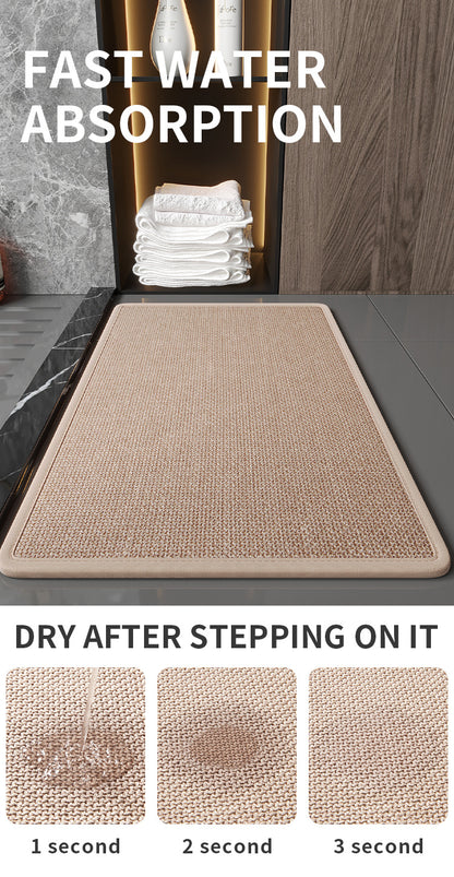 Brown Quick Dry Bathroom Rug - Non-Slip PVC Foam, Super Absorbent, 50x80cm