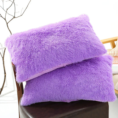 Purple Faux Fur Pillowcase Set - Crystal Velvet Plush Throw Pillow Covers, Bedding Accent (50x70cm, Pair) - Mekamart Australia